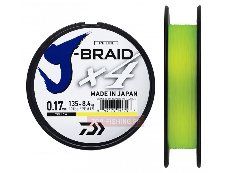 Tresse Daiwa J-Braid x4 Jaune 270m