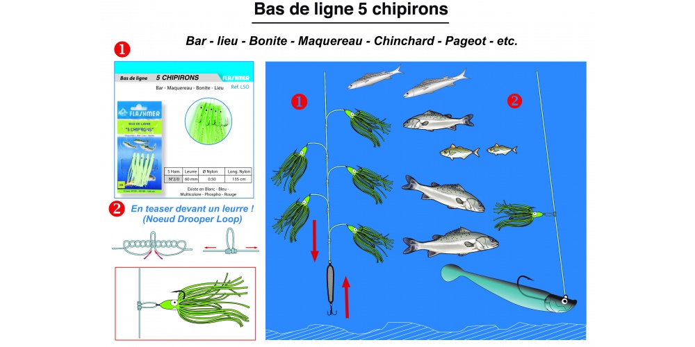 Bas de ligne 5 chipirons Bas de ligne 5 chipirons