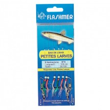 Bas de Ligne Flashmer Petites Larves - 6 Hameçons