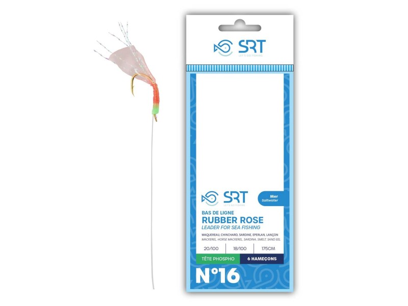 Bas De Ligne SRT Sabiki Rubber Rose Têtes Phospho