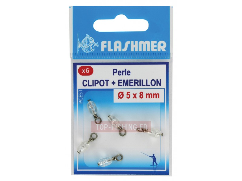 Flashmer fishing pearl clipot montage 0,7mm inner diameter 4,5x6mm 20 beads 