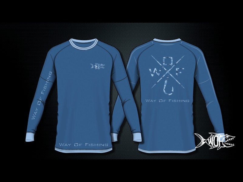T-Shirt Manches Longues Way Of Fishing UV Croix 2023 Bleu