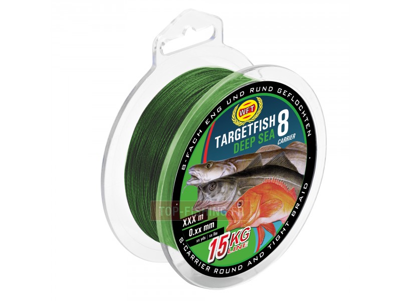 Vue 5) Tresse WFT 8 brins Target Fish Spécial pêche profonde verte