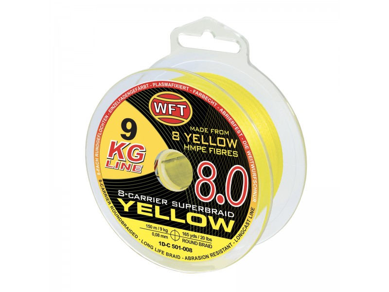 Tresse WFT KG 8.0 Superbraid 150m jaune