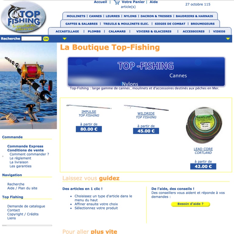 Le site Web Top Fishing en 2003