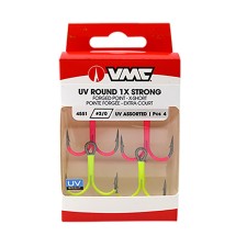 Hameçon Triple Vmc 4551UV Uv Round 1X Rose/Chartreuse-1