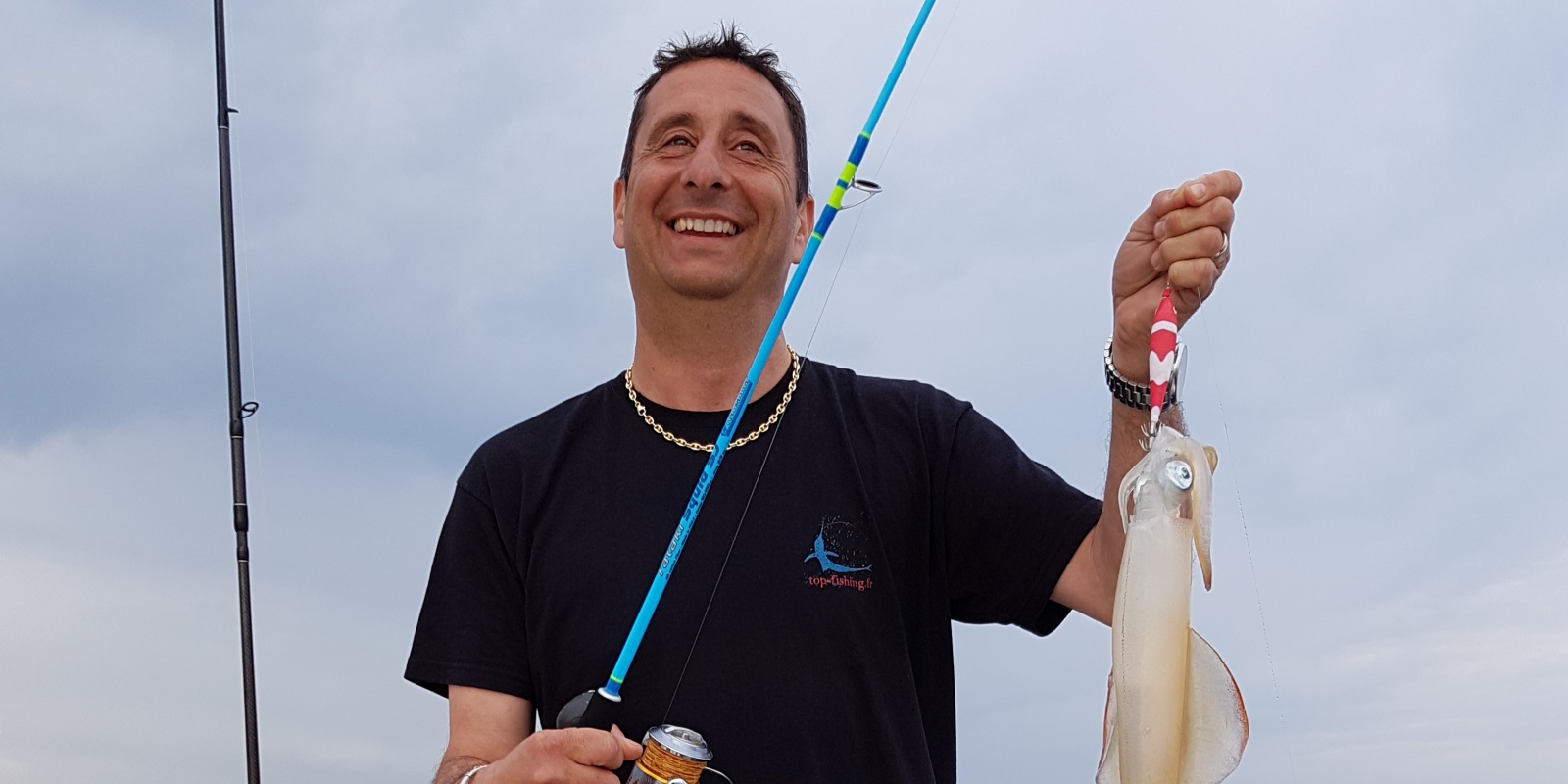 Daniel Cionini avec le tandem turlutte Pheromone et la Tataki Squid SJ