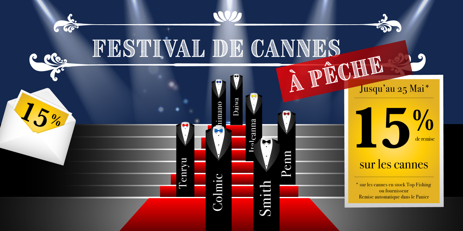 Festival de Cannes 2026 : 15% sur les cannes à pêche en stock