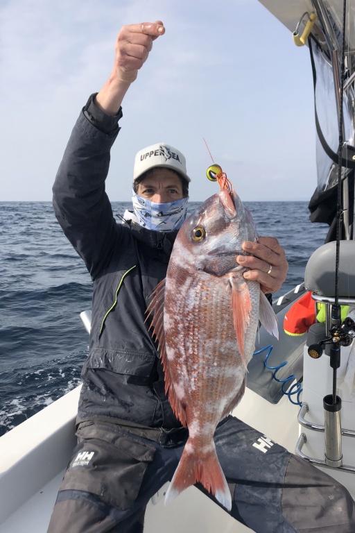 Magnifique pagre de 3,5 kg pris au madaï jig par Fabien Harbers avec l’Amazing Top fishing !