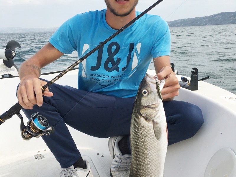 Bar pris avec un petit jerkbait Ryuki Duo en prospectant des fonds de 2 m